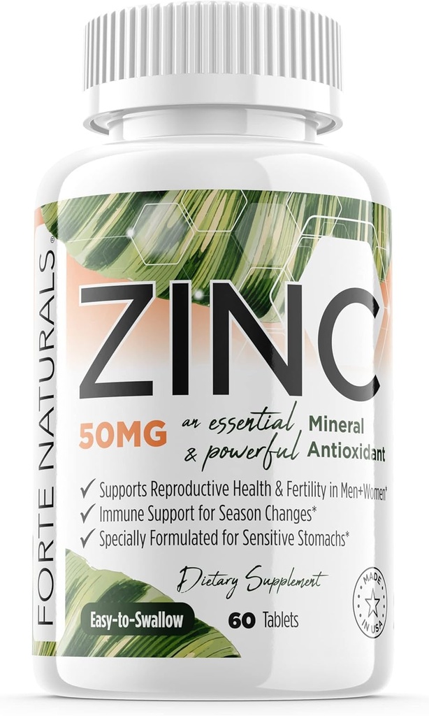 Zinc 50 מ"ג, (60 טבליות), במיוחד פורמולה עבור Stomach רגיש, תמיכה במזל, עור שיער, תוספת זינוק טבעוני, Non-GMO Made בארה"ב