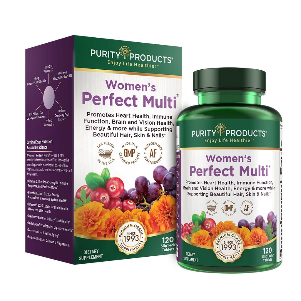 מוצרי הפוריות של נשים Multi Balanced Multivitamin - תמיכה Urinary Tract Health, Immune, העצם + שריר, שיער, עור, ציפורניים, עלית פרוביוטית לבריאות העיכול + יותר - 120 טבליות