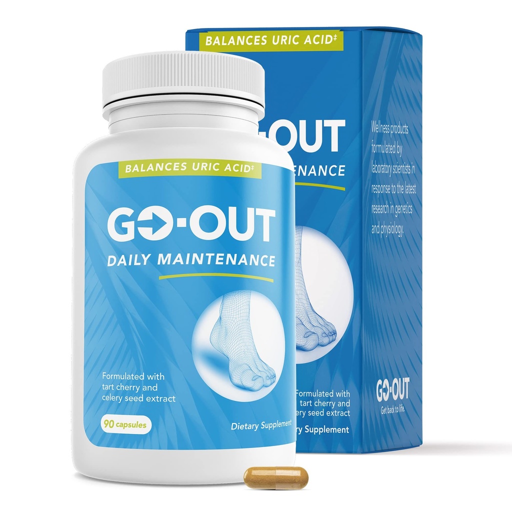 Go Out Daily תחזוקה - תמיכה טבעית של Uric Acid עם Tart Cherry, Celery Seed ו Turmeric - טבעוני, non-GMO, Gluten-Free for Joint Comfort and Healthy Kidney Function 90 קפסולות