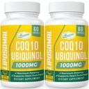 1000 מ"ג Liposomal CoQ10 Softgels | Better Absorption CoQ10 Ubiquinol תוסף | Heart Function & Energy Production | Active Antioxidant Form of Vegan Coenzyme Q10 | Non-GMO | 120 Softgels
