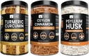 PURE ORIGINAL INGREDIENTS Ceylon Cinnamon, Psyllium Husk, ו- Turmeric Kap Bundle (730 קפסולות כל אחד), No Magnesium or Rice Fillers