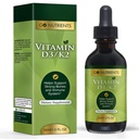 Go Foodsents ויטמין D3 K2 Drops - נוזל VIT D תוספת עם MK7 למבוגרים וילדים - תמיכה משמעותית עבור העצם, Cardiovascular, Heart & Immune בריאות - 1 oz, 90 משרתים