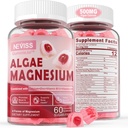סוכר חינם Calcium Magnesium Zinc Gummies, Algae Calcium Magnesium תוספת תוספת D3 | 4 טפסים של Magnesium - Glycinate, Citrate, Malate, Algae - תמיכה בריאות העצם, תפקוד שרירים ועצב, 60 Ctt