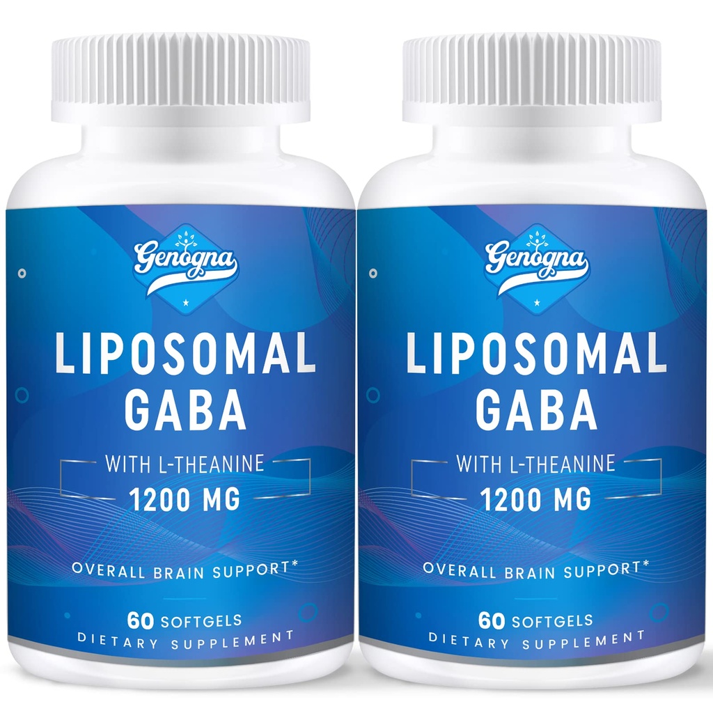 Liposomal GABA עם L-theanine 1200mg - 2 Pack High Bioavailable GABA תוספי, 120 קפסולות למבוגרים