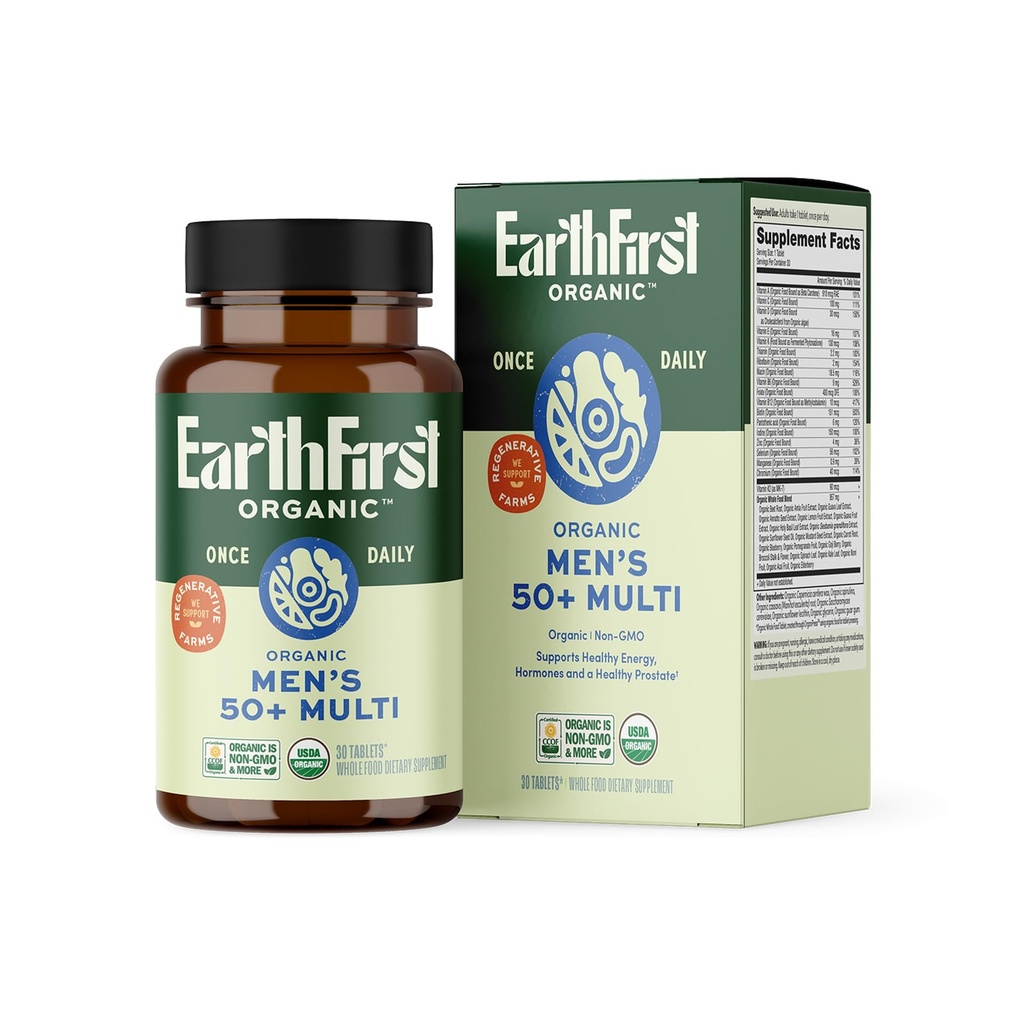 פעם דיילי Multi for Men 50+, 19 ויטמינים מ-Herbs & Superfoods, תומך בבריאות הערמונית, רמות אנרגיה ועצמות חזקות, 30 Count