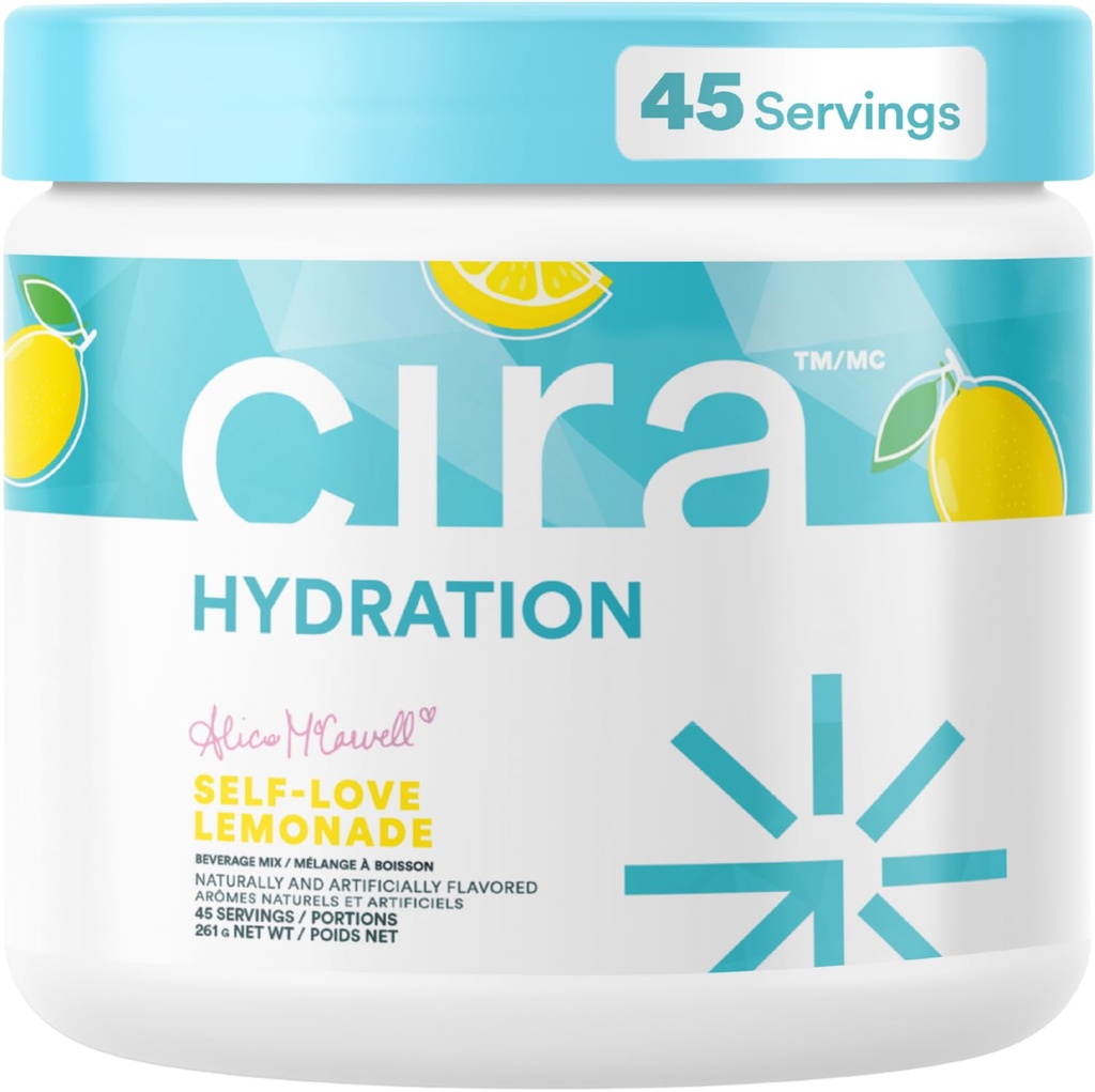 אבקת Cira hydrotion אבקת x אלישיה McCarvell's אלקטרוליט לערבב עם מלח ההימלאיה עבור Dehydration הקלה ושיקום - self Love Lemonade, 45 משרתים