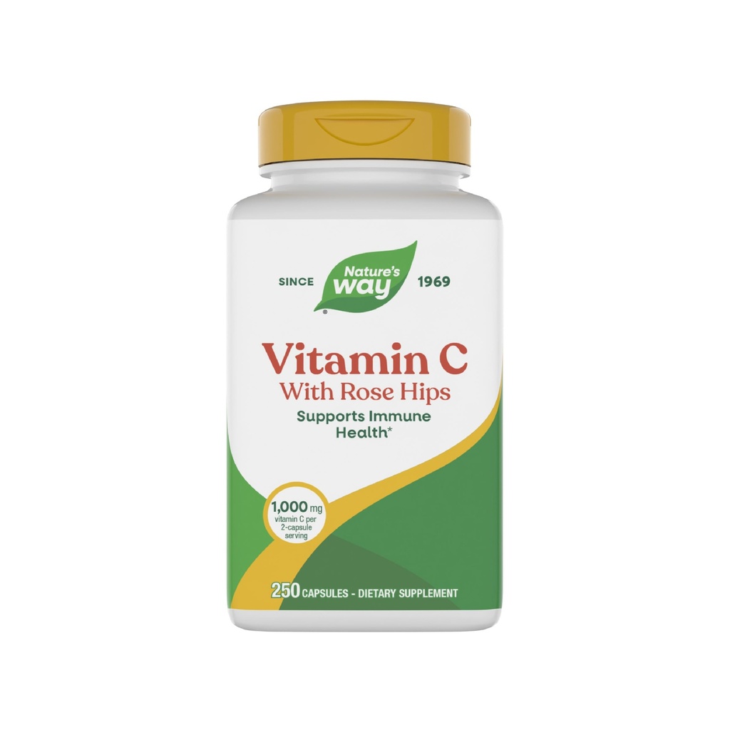 דרכו של הטבע ויטמין C עם Rose Hips - Powerful Antioxidant Protection * - תומך בתפקוד Immune * - מחזק קולאזן עבור עור בריא * - גלטן חינם - 250 קפסולות