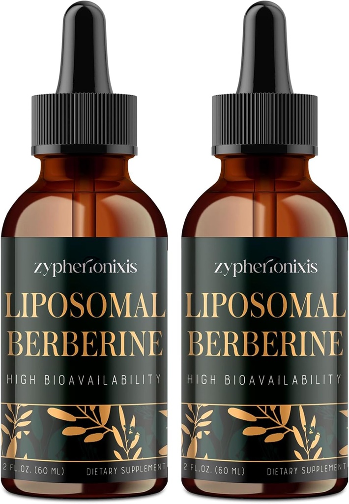 Liposomal Berberine Drops תוסף 3000mg - High Absorption AMPK Activator, אורגני Berberine HCl Complex עם Ceylon Cinnamon & ג'ינג'ר עבור Immune & Digest (4 floz)