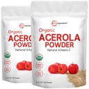 2 Pack of Pure USDA אורגני Acerola Cherry אבקת, ויטמין C טבעי אורגני עבור מערכת החיסון, 8 Ounce, No GMO, No Gluten, ברזיל Origin