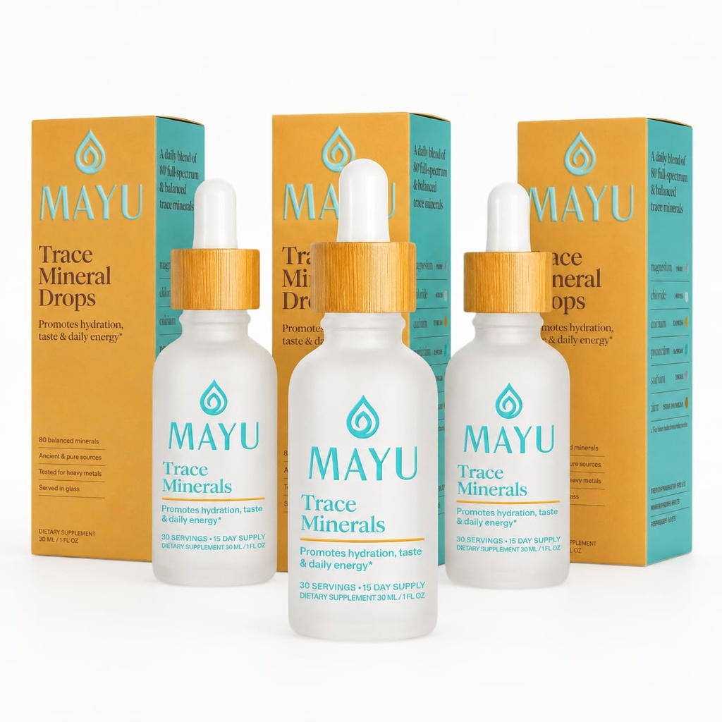MAYU Concentrated Ionic Trace מינרלים טיפות - עשיר ריכוז אלקטרוליטים: Magnesium Chloride Sodium תוספי - חיוני בלחת טיפות עבור תמיכה Immune - מזון מזין Alkaline מים - 3 Pack