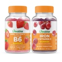 ויטמין B6 + ברזל עם ויטמין C, חניכיים Bundle - גדול Tasting, ויטמין תוסף, Gluten Free, GMO חינם, Chewable