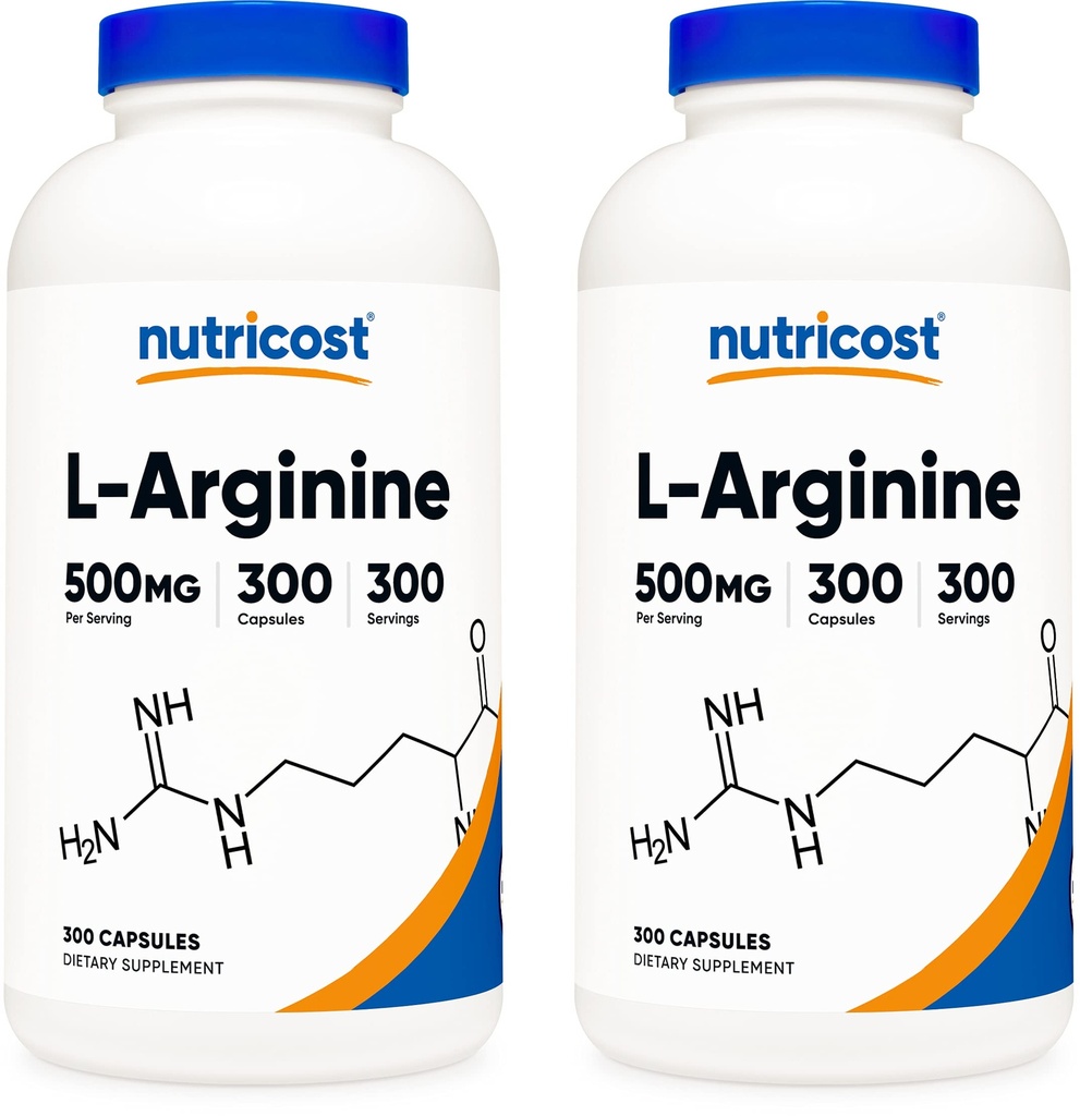 חומרים מזינים L-Arginine 500 מ"ג, 300 קפסולות (2 בקבוקים)