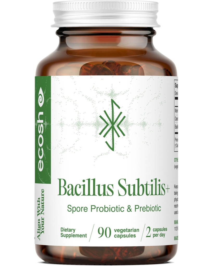 Bacillus Subtilis Spore Based Probiotic - High Potency Strain עם Prebiotic for Balanced Belly | Daily Gut Health & Microbiome Support for Family | 6 מיליארד CFU Per Day