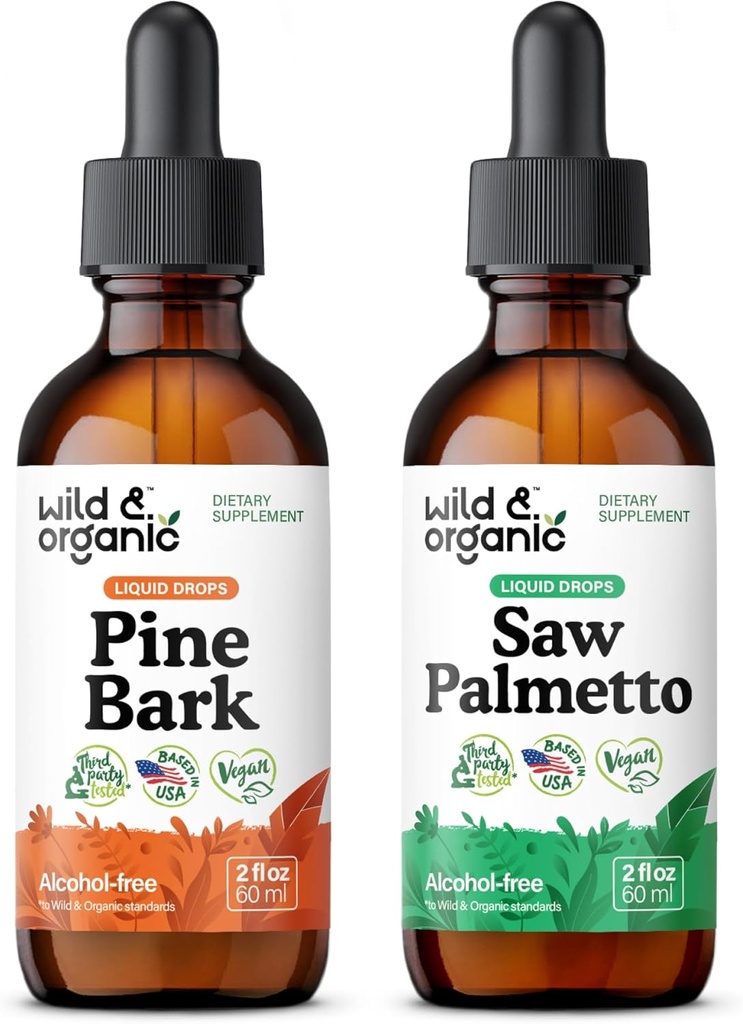 Wild & Organic Pine Bark Tincture 2 fl oz & Saw Palmetto Tincture 2