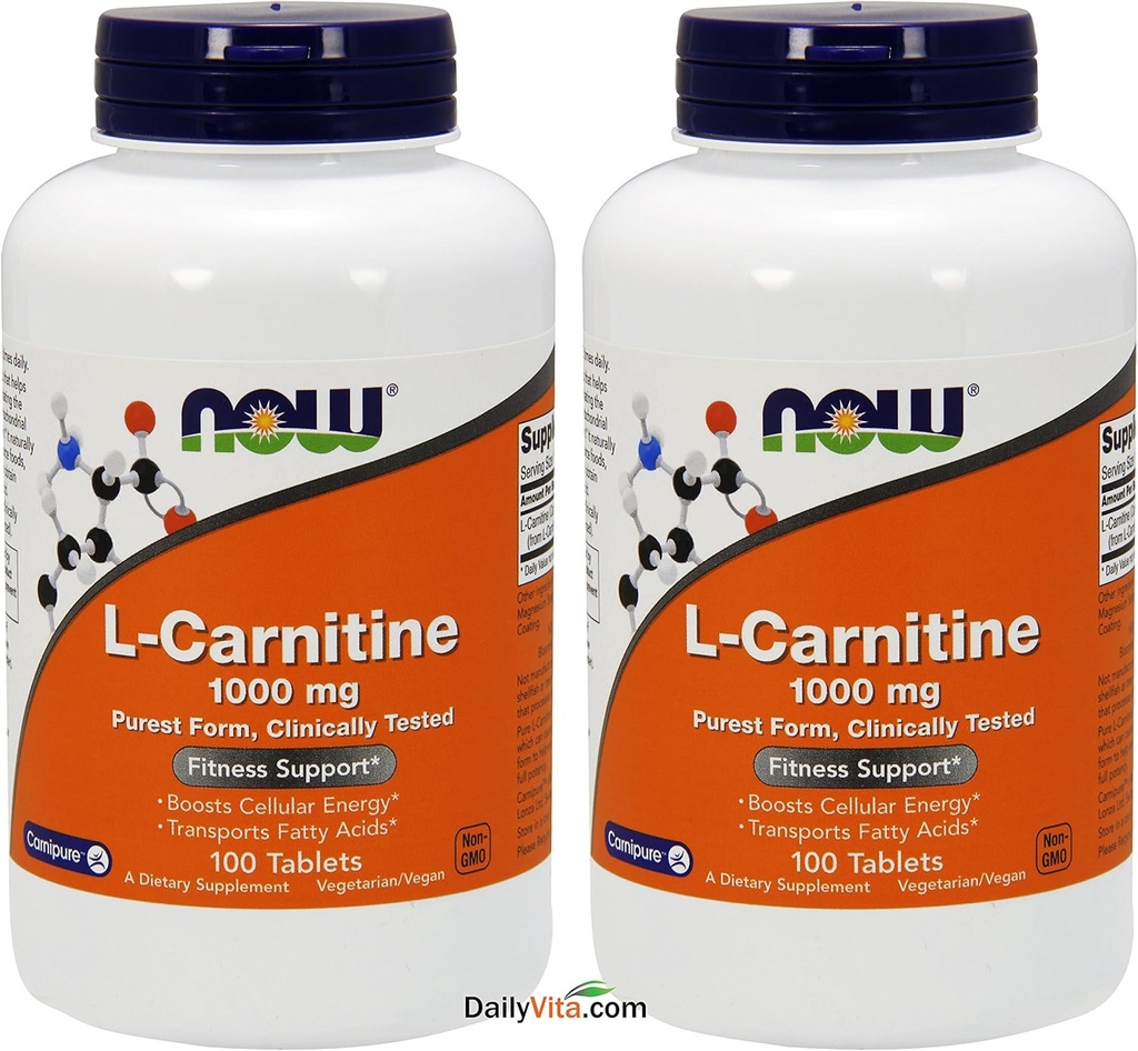 Now Foods L- Carnitine Tartrate 1000 מ"ג, 100 טבליות (Pack of 2)