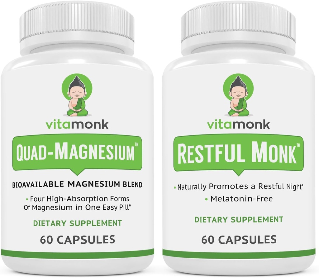 Sleep &laxation Bundle: VitaMonk Melatonin-Free Sleep Aid + Quad Magnesium