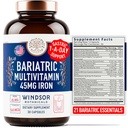 Bariatric Multivitamin עם ברזל - 45mg Iron Easy to Swallow, One a Day Bariatric ויטמינים for Women and Men - Gastric Bypass, Gastric Oak Recovery Multivitamins - 30 Caps