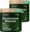 Airboy Liposomal Nicotinamide Riboside 900 מ"ג, NAD תוספת עם Resveratrol,NMN Alternative NAD Booster תמיכה אנטי-Aging, אנרגיה, פוקוס - 80 קפסולותx 2 Pack