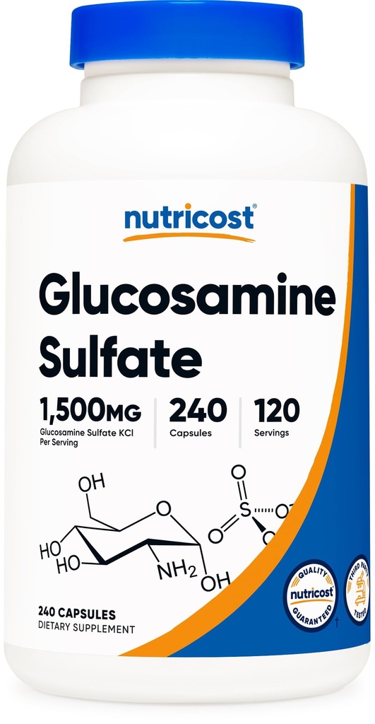 Glucosamine Sulfate 1500 מ"ג, 240 קפסולות - 750 מ"ג פר קפסולה, Gluten חינם, non-GMO