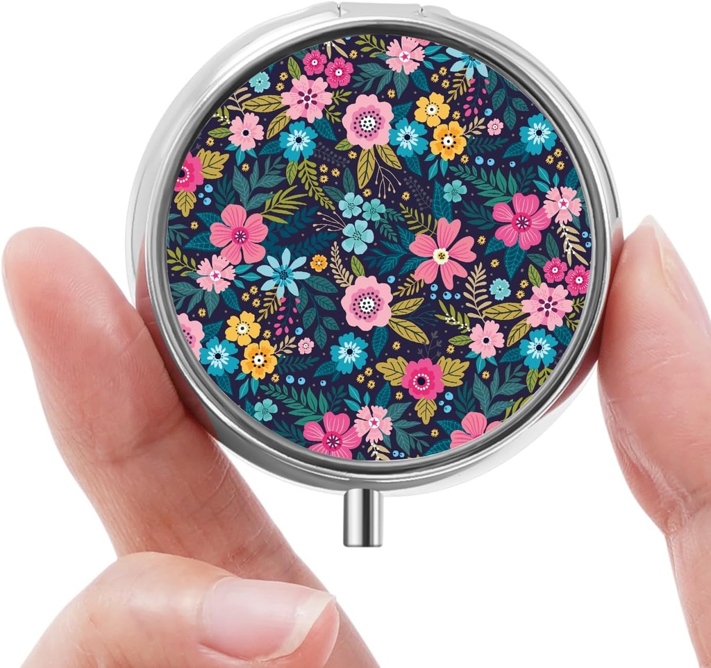 Mini Pill Box, Small Pill Box, Portable Pill Box, Sweet Pill Organer עבור ויטמינים, תרופות, שמן דגים ותוספים (Floral)