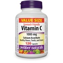 Webber Naturals ויטמין C Calcium Ascorbate 1000 מ"ג) Stomach Friendly, 120 קפסולות