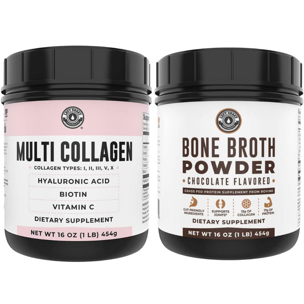 שמאל החוף ביצועים שוקולד Bone Broth ו- Multi Collagen אבק עבור משותף, שיער, עור וציפורים תמיכה