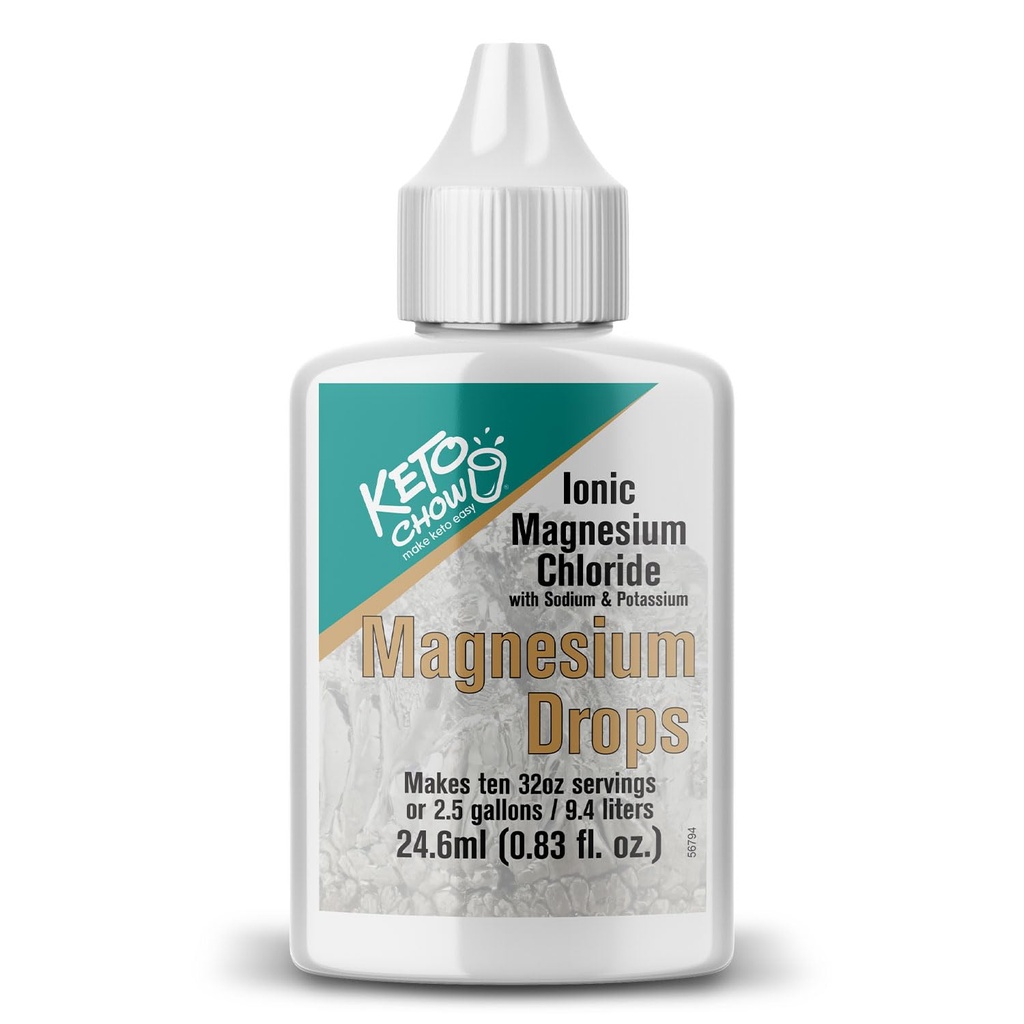 Keto Chow Ionic Magnesium Chloride תוספת טיפות | מספק מגנזיום, Eletrolytes & Trace מינרלים הגוף צריך | מקורו אגם המלח הגדול של יוטה | On The Go Container | 24 מ"ל Pocketsk Flask Flask Flask