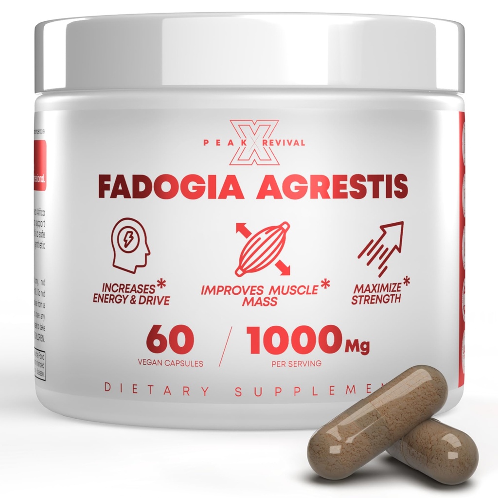 Fadogia Agrestis 1000 מ"ג תוספת שירות - תמצית פוטנט כדי להגדיל את האנרגיה, ביצועים אתלטיים ומעבורת שרירים - תוספי מזון, המיוצר בארה"ב (60 קפסולות)