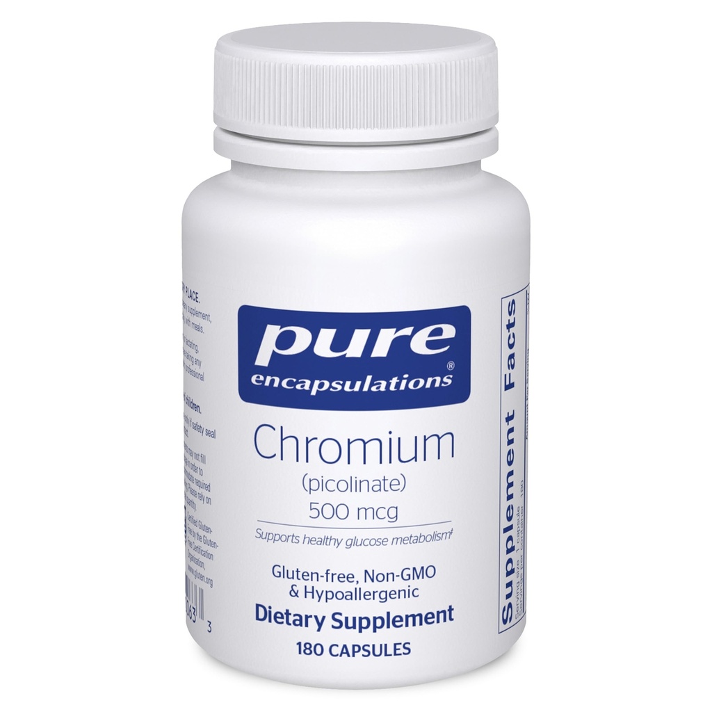 Pure Encapsulations Chromium (Picolinate) 500 mcg - עבור Lipid & Carbohydrate Metabolism * - מינרלים תוספת - תוספת גבוהה Chromium - טבעוני & Gluten חינם - 180 קפסולות