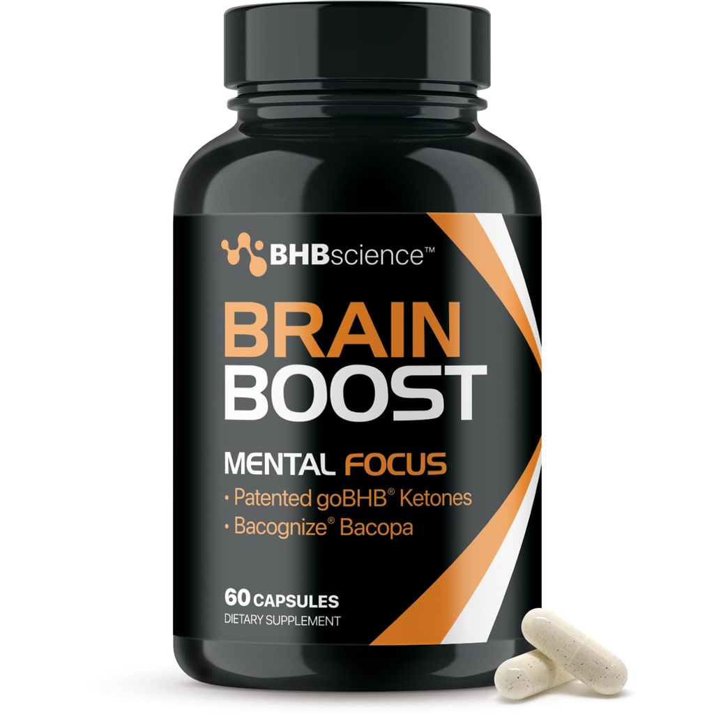 Brain Booster תוסף עבור Focus - קלינית אימות Nootropics המוח תמיכה תוסף עם Bacopa Monnieri Extract & Patented GoBHB לתמיכה קוגניטיבית - 3rd Party Tested (30 משרתים)