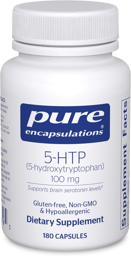 Pure Encapsulations 5HTP 100 מ"ג - בריאות המוח, תקנה שינה ותמיכה Appetite * - 5-Hydroxytryptophan - Gluten Free & Non-GMO - 180 קפסולות