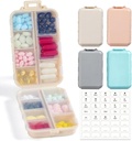 4 Pack, 14 GRIDS Travel Pill Organer Box with Labels - Travel Medicine Case Kit - Pocket Daily Pharmacy Container - Travel Holder Dispenser for Fish Oil תוסף