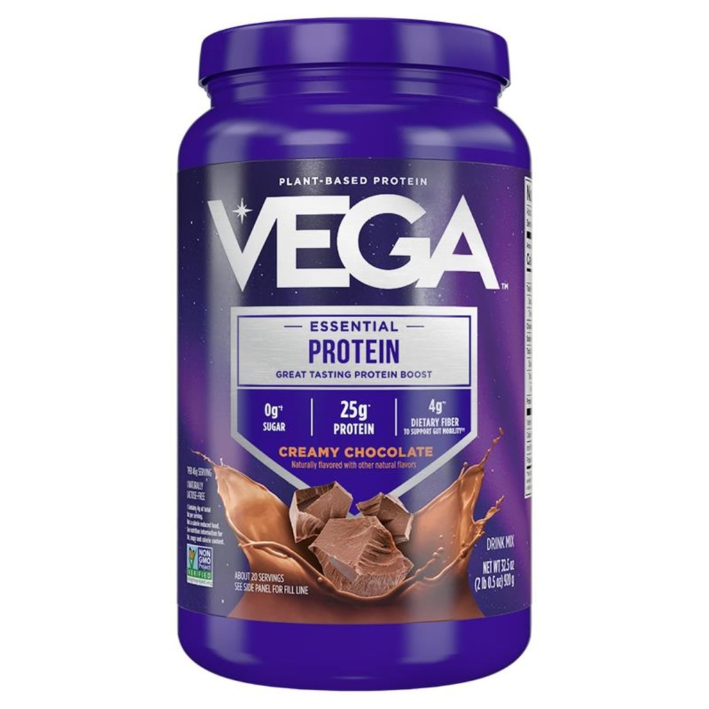 וגה חלבון מקורי - 25g Plant- Based חלבון, שוקולד קרמים, 20 משרתות, משקאות טבעוניים שאינם GMO Mix, Smoothie & Shake Ready, Gluten Free, Milk, 32.5oz (Packaging May Vary)