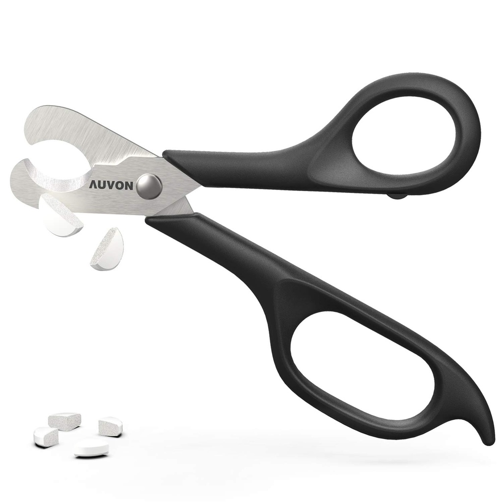 AUVON Scissors-Shaped Pill Cutter, Sharp Blade Pill Splitter for Easily Dividing Most 5-15mm ויטמינים, טאבלטים ותרופות במחצית
