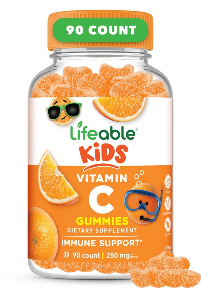 ילדים בריאים ויטמין C חניכיים | 250mg | Great Tasting VIT C | ויטמין GMO-Free ויטמין C Chewable | For Immune Support