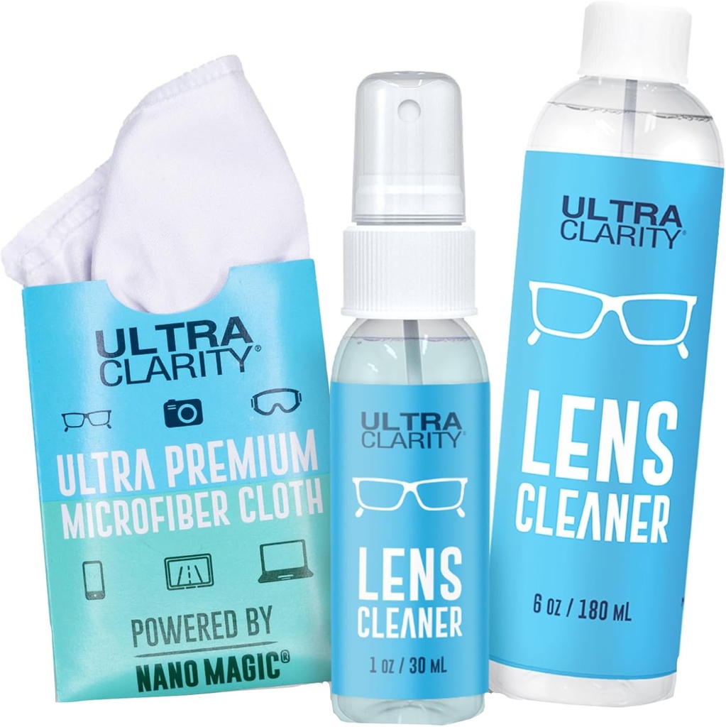 מופעל על ידי ננו Magic Eyeglass Lens ניקוי Spray 7oz Value Pack | 1oz Spray, 6oz Refill, Microfiber Cloth | עבור משקפיים, טלפון, מסך אלקטרוני, משטחים אופטיים, משטחים קונדסיים