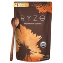 RYZE SUPERFOODS Mushroom קפה USDA אורגני עם 6 מטאטאים אדוגניים שמן MCT, ארה"ב צומחת קפה מיידי עבור אנרגיה טובה יותר, פוקוס, חיסון, חסינות עם אריה מאן וטורקיה Tail, 30 מנות