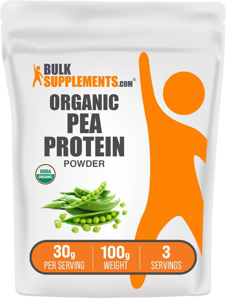 BulkSupplements.com אורגני אבקת חלבון צמחי מבוסס וטבעי אבקת חלבון - Unflavored & Gluten חינם, 30g לכל משרת, 100g (3.5 oz) (Pack of 1)