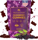 TrueSeaMos Sea Mosss Elderberry חניכיים למבוגרים ולילדים - עם Burdock Root, Bladderwrack & Magnesium - טבעוני, Non-GMO Formula - Made in USA - 60 חניכיים