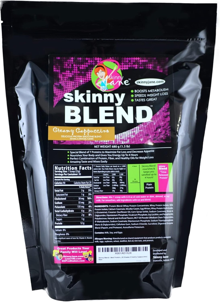 קערה רזה - High Protein Shake for Women - Low Carb, Keto Friendly Meal החלפת - Satisance Hunger, Boost Energy - 30 Shakes - Creamy Cappuccino
