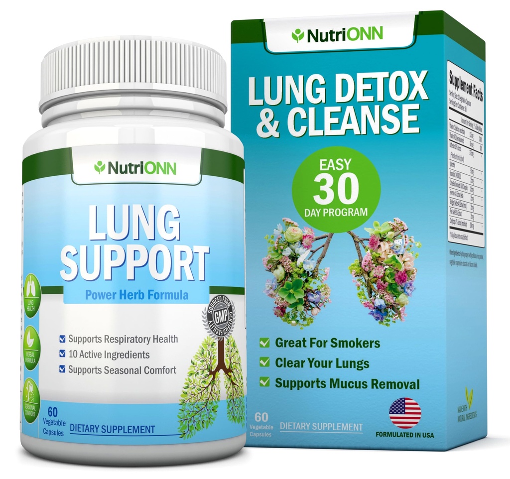 Lung Detox וניקוי - גדול עבור מעשנים - כוח נוסף - 100% צמחי מרפא Lung בריאות תוספי - Mucus Removal תמיכה - קידום בריאות הנשימה - דרך טבעית לשמור על Lungs Clear
