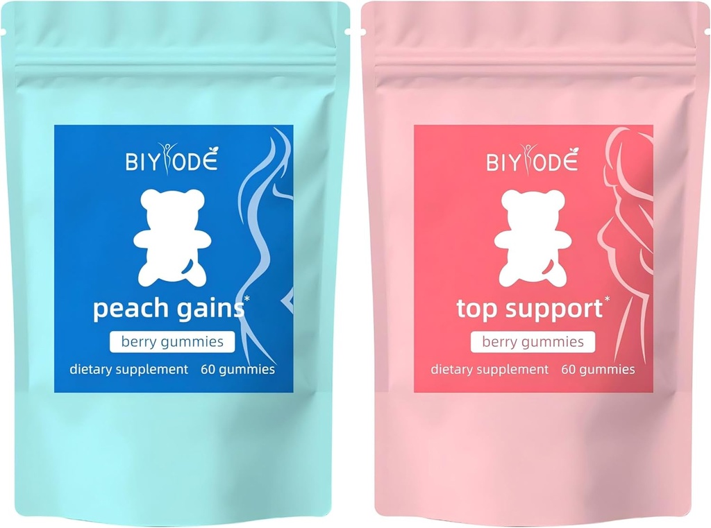 VAYODE ברי חניכיים Combo Pack - Bum & Chest תמיכה חניכיים לנשים, Workout Aid - תוספת התמיכה של נשים - ברי פלאמור - Essential Herbs - Multivitamins Dietary Fitness, 120 חניכיים