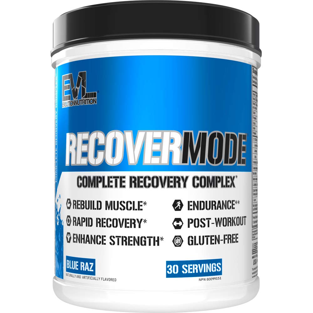 Evlution Nutrition Recover Mode- Complete Post Workout with BCAAs, תמיכה ב- Immunity, ויטמין C, D & E, Electrolytes, hydrotion, Creatine, Glutamine, Beta-Alanine, L-Carnitine, 30 Serve, Blue Razer, Blue Razer, Blue Razer, Blue Razer, Blue Razer