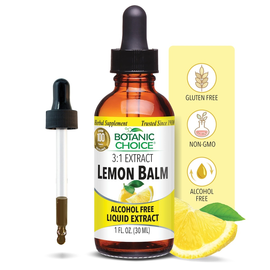 לימון Balm נוזל לחלץ, אלכוהול חינם, Gluten חינם-Traditional תמיכה עבור Tranquility-Fast Acting 1 Fluid Oz