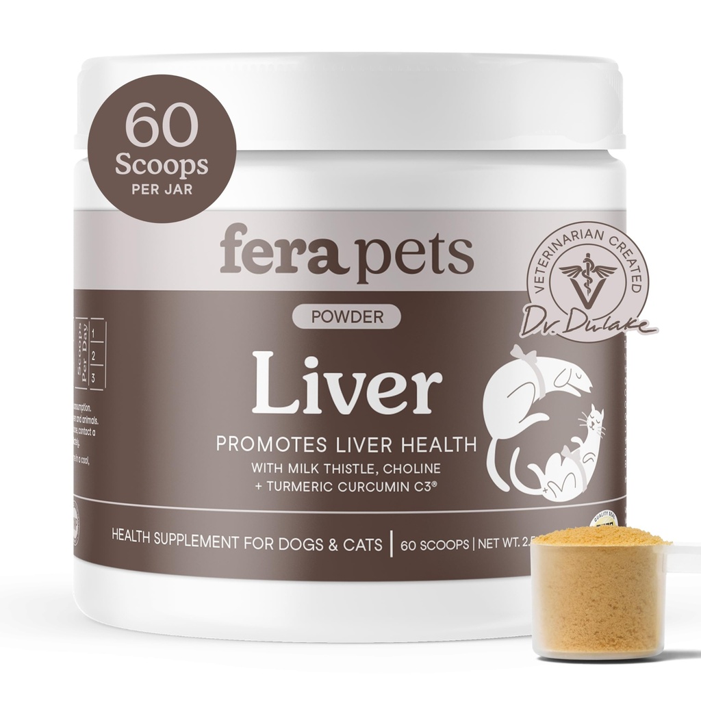 פרה חיות Liver תוסף לכלבים וחתולים עם שביל חלב, Choline & Turmeric - הבוטנים אורגניים - שיפורים Liver Function, Immunity, Detoxification, and Metabolic Function - אבקה - 60 סקוטי