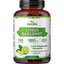 Zazzee Citrus Bergamot 25:1 לחלץ 1200 מ"ג, 40% Polyphenolic Flavanones, 150 קפסולות טבעוניות, כשר, ריכוז וסטנדרט 25Xפוטנטיות, Non-GMO ו- All-Natural, מיוצר בארה"ב.