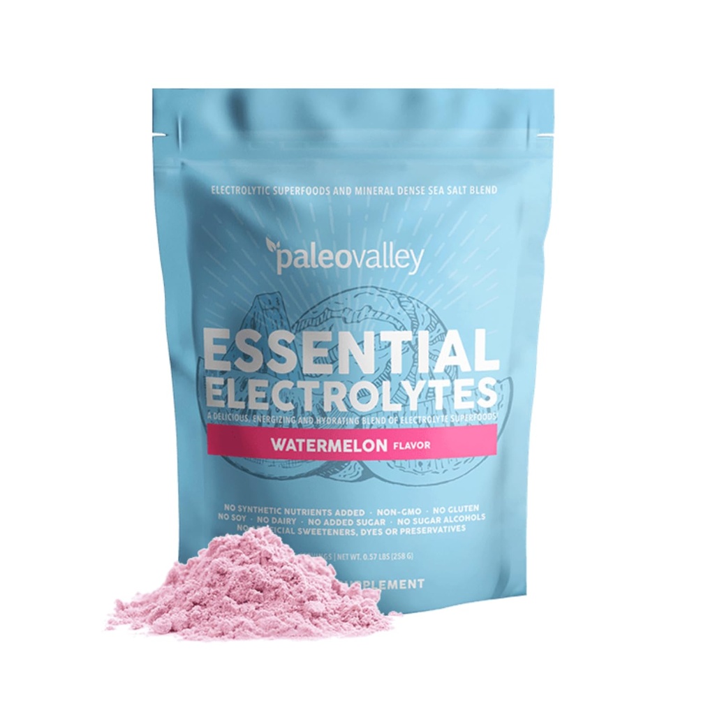 אבקת אלקטרוליטים של Paleovalley Essential Electrolytes - אבקת מים ספקטרום מלא אלקטרוליטון אלקטרוליטה עבור הידרציה, אנרגיה ושרירים התאוששות - No Sugar הוסיף - 28 משרתים
