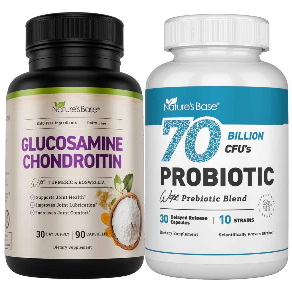 בסיס Nature's Base Glucosamine Chondroitin + Probiotics 70 מיליארד CFU