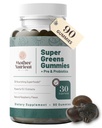 Super Greens Gummies לנשים, מבוגרים - עם Prebiotics & Probiotics, לא 8, אבל 30 Powerful Greens Superfoods - Multivitamin Veggie Chewables (90 חניכיים)