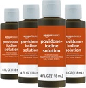בסיסי עזרה ראשונה אנטיסקפטית, 10%  Povidone Iodine פתרון, 4 Fluid Ounces, 4Pack (לשעבר Solimo)